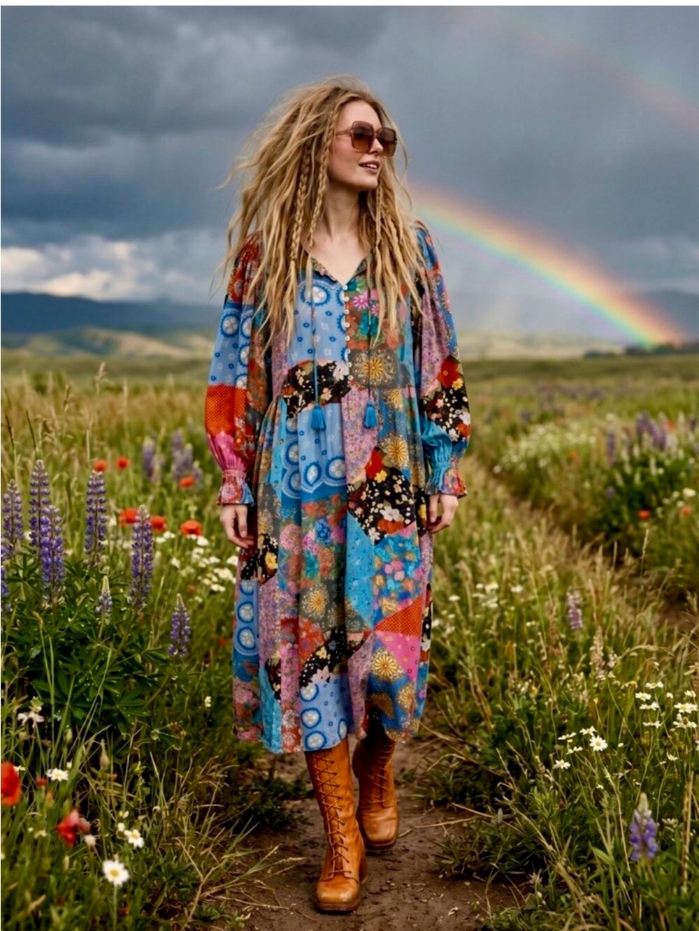 Spell Bohemian Patchwork dress , M - Picture 6 of 11